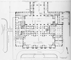Street level floor plan of Detroit Passenger Station showing layout of rooms and corridors