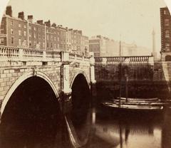 Carlisle Bridge in Dublin in the 1870s with historical architecture and river view