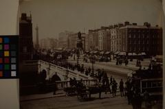 Dublin Square at O'Connell Bridge Ireland circa 1865 vintage albumen print photograph