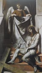 Painting of Christ in Passion with an angel by Moretto
