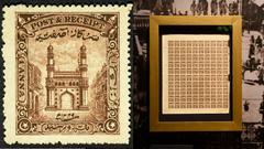 1930-1931 Hyderabad State postage stamp featuring the Charminar with Hijri date 1349 and one anna price