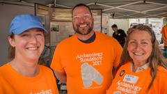 BLM archaeologists Kristen Martine, Fred Greatorex, and Lisa Rice staffing the Archaeology Roadshow at Portland State University on June 3, 2017