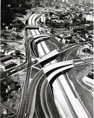 Construction of Stadium Freeway I-405 with 5th Street freeway on-ramp in Portland 1966