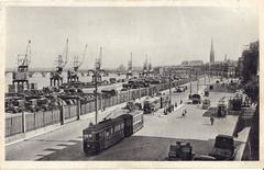 Old postcard of Bordeaux left bank quays showing historical buildings and river