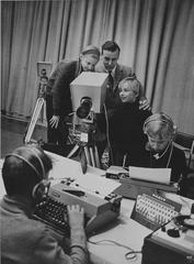 Children learning camera settings and typing at the Technical Museum during School Holiday Week 1968