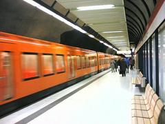 Ruoholahti metro station entrance in Helsinki with modern architecture and escalators