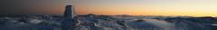 Sunrise over Mount Kosciuszko summit with panoramic views in Kosciuszko National Park