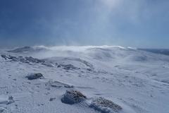 Morning sunrise views from the summit of Mount Kosciuszko in Kosciuszko National Park, New South Wales, Australia