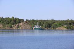 Finnish coast guard patrol craft Merikarhu moored at Vallisaari island