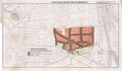 Map of the Old Town redevelopment south of Steinstraße in 1911 showing demolition and new street layout including diagonal Burchardstraße