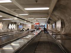 Kamppi metro station interior in Helsinki with escalators and modern design