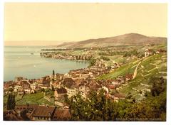 Scenic view of Montreux and Clarens along Geneva Lake in Switzerland