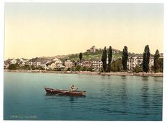 Panoramic view of Clarens village from Geneva Lake in Switzerland