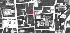 Historical Nolli map detail showing Santa Maria in Via in Rome