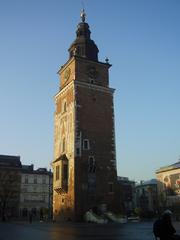 Scenic view of Krakow city skyline with historical buildings and a blue sky