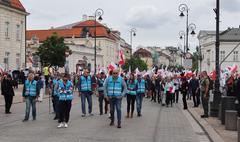 Farmers protest in Warsaw on May 10, 2024 with tractors and banners