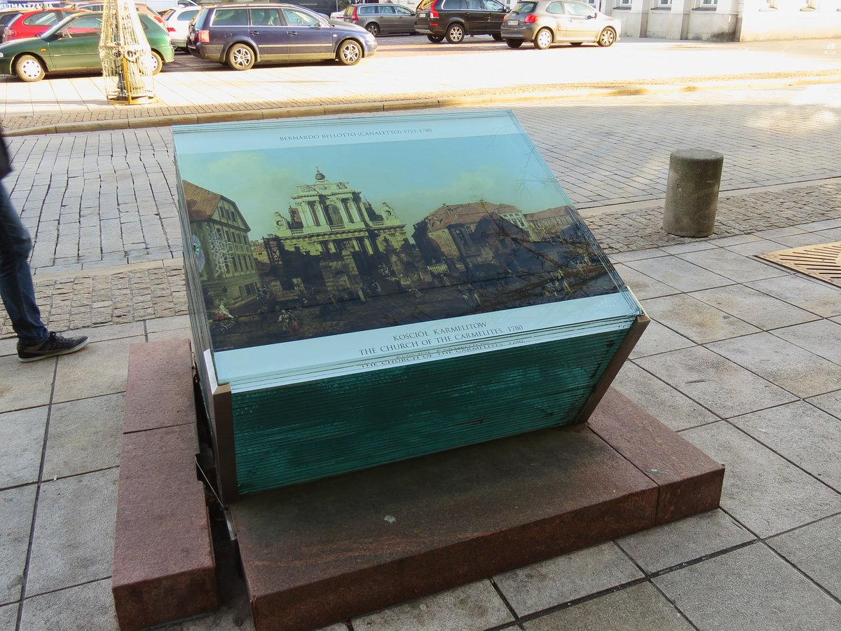 Reproduction of B. Bellotto painting near 17 Krakowskie Przedmieście street in Warsaw showing classical architecture