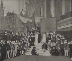 Stage set of Festspiel Hollands Blütezeit depicting Amsterdam cityscape painted by Georg Hacker