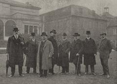 Group leaders of the Malkasten-Redoute in 1912 including Theodor Groll, Hermann Pohle, Arthur Wansleben, Thilo Schneider, Friedrich Coubillier, Henrik Nordenberg, Carl Murdfield, Fritz von Wille