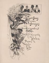 Vintage poster for the play 'Die Afrikanerin in Kalau' by Hermann Salingré, designed by Hugo Zieger in 1893
