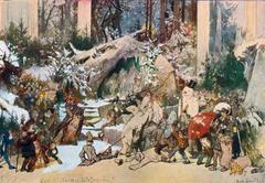 Carl Gehrts design sketch for Redoute 'Ein Winternachtstraum' at Künstlerverein Malkasten on February 11, 1888