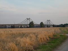 Krefeld-Uerdinger Rhine Bridge viewed from Duisburg-Mündelheim