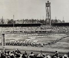 Gymnastics demonstration at General K. Świerczewski Stadium, also known as Olympic Stadium