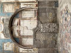 Close-up details of an ancient fresco at Herculaneum
