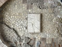 Close-up details of an ancient plaque from Herculaneum