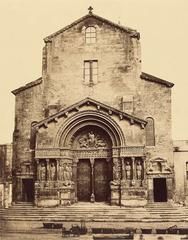 Église Saint-Trophime in Arles captured in 19th century black and white photograph