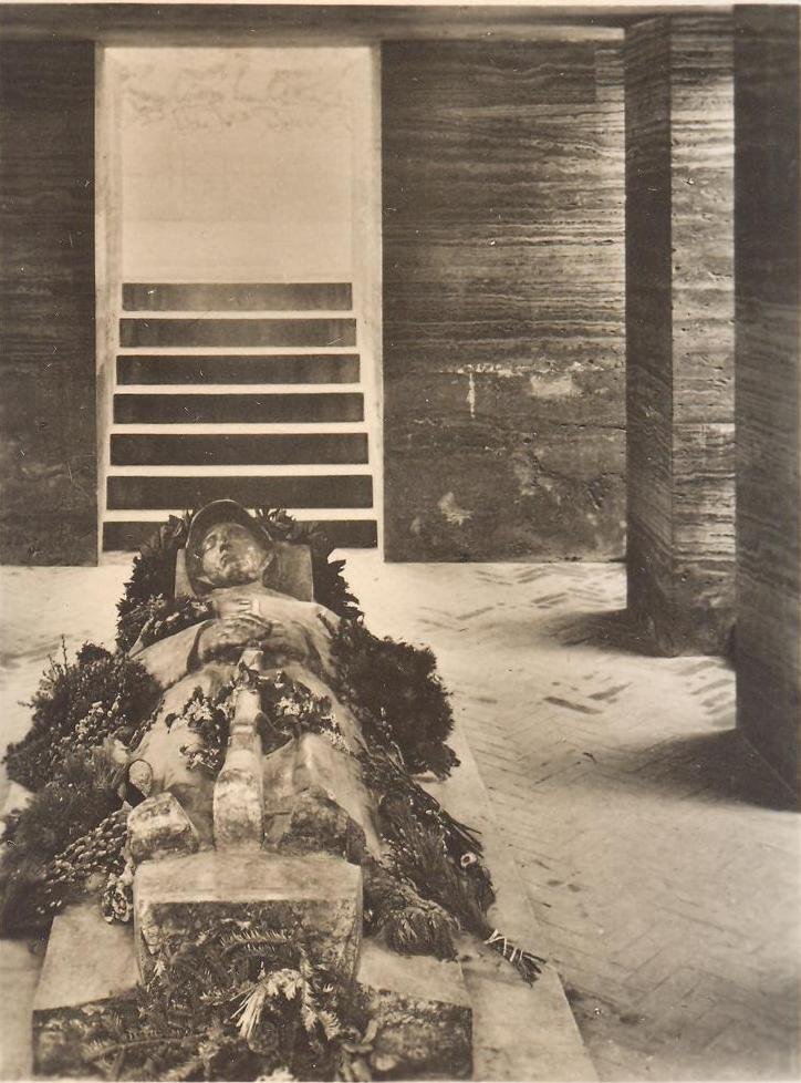 Sleeping Warrior sculpture in black and white