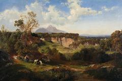 Landscape painting of Italian Campagna countryside by Jost Joseph Niklaus Schiffmann