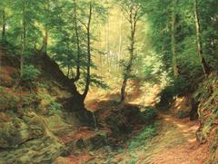 Painting by Robert Zünd of forest scene from 1886/87