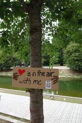 Extinction Rebellion protest with colorful banners and flags in Düsseldorf on August 20, 2020