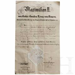 Hauptmannspatent document from Bayern Täuffenbach 1858