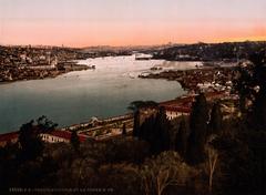 Historic view of Constantinople and the Golden Horn in Turkey from the 1890s