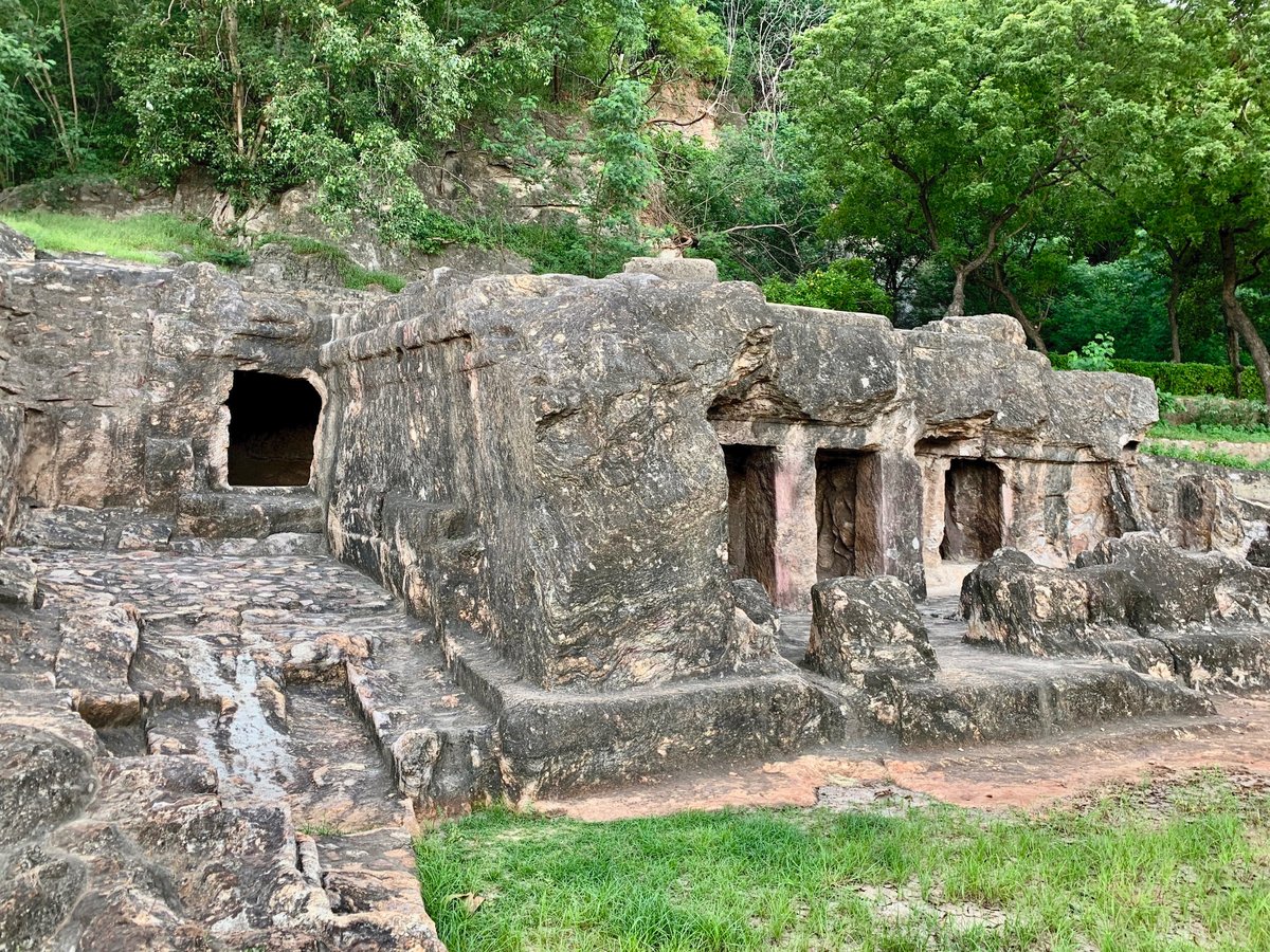 7th-century Akkanna Madanna Lower Cave rock-cut Hindu temple in Vijayawada, Andhra Pradesh near Krishna river
