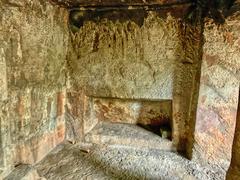 7th-century Akkanna Madanna rock-cut Hindu cave temples in Vijayawada, Andhra Pradesh, on the left bank of the Krishna river