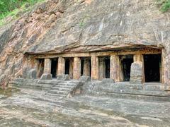 7th-century Akkanna Madanna rock-cut Hindu caves upper cave at Vijayawada on the Krishna river bank