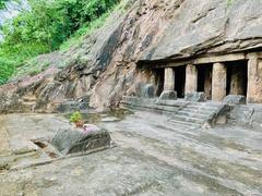 7th-century Akkanna Madanna Upper Cave rock-cut Hindu temple near Krishna river in Vijayawada, Andhra Pradesh