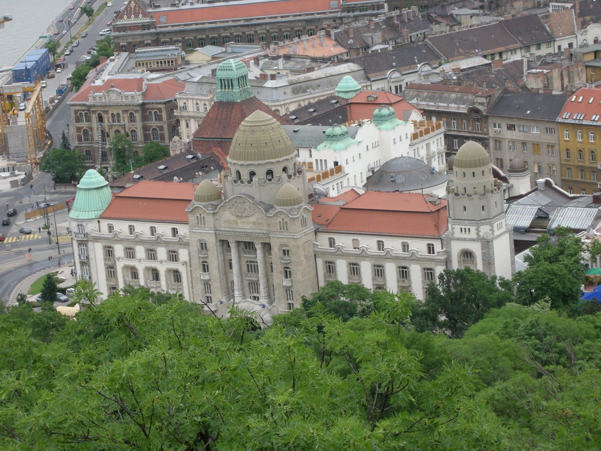 View of Budapest city skyline with Danube River and historic buildings