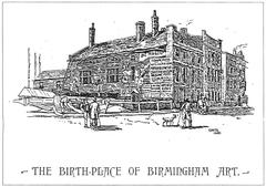 Joseph Barber's art studio on Edmund Street in Birmingham, 1886 drawing
