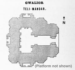 Architectural plan of Teli Ka Mandir Hindu temple featuring a rectangular sanctum with harmonic ratios