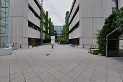 Front view of Allgemeines Krankenhaus Wien hospital building with clear sky