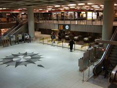 Entrance to Rautatientori metro station near Helsinki Central railway station in Helsinki, Finland