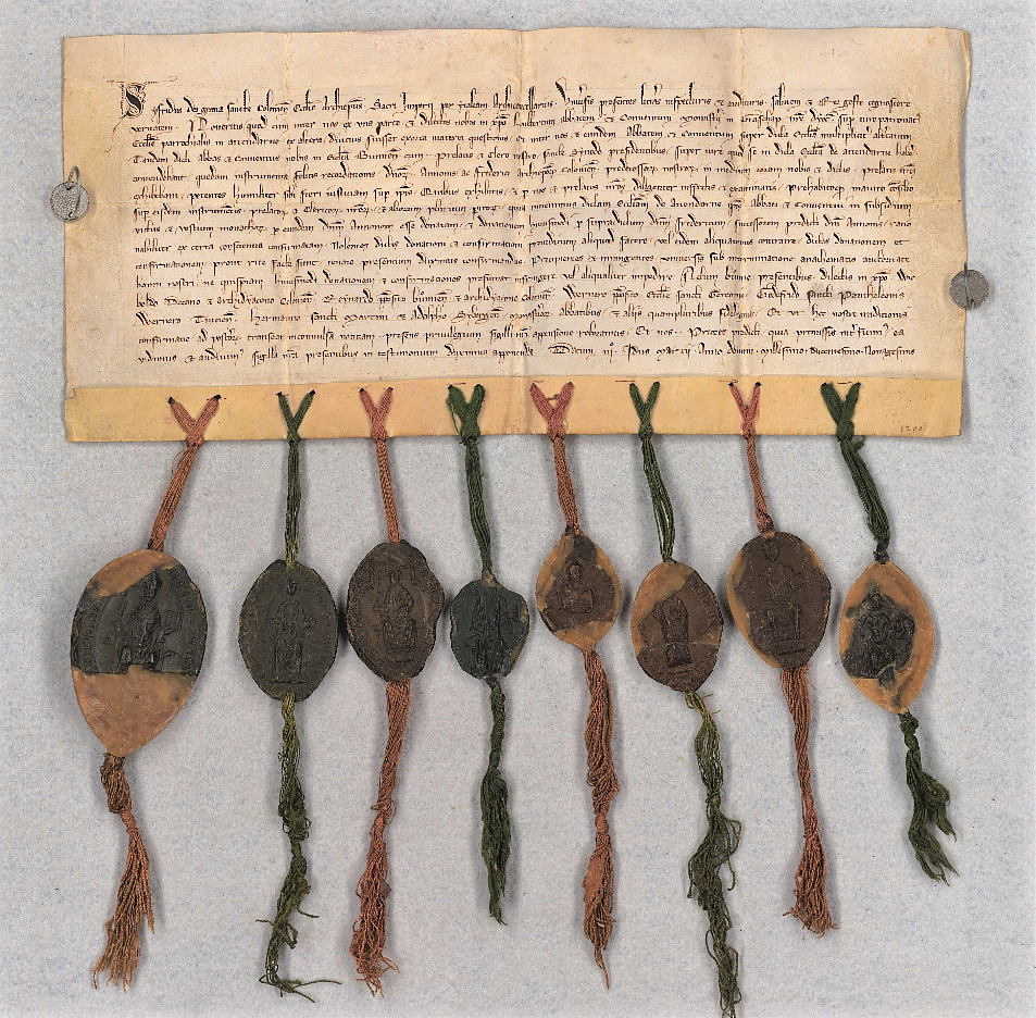 Medieval document from 1291 confirming church patronage rights in Attendorn