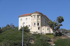 Getty Villa Museum in Pacific Palisades Los Angeles entrance with Roman and Greek architectural style