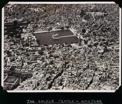 Aerial view of the Golden Temple and surrounding area in Amritsar circa 1920s-1930s