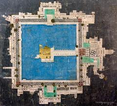 Overhead map of the Darbar Sahib Golden Temple and environs circa 19th century