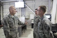 Lt. Gen. Carlton D. Everhart II talking to Airmen from the 730th Air Mobility Squadron at Yokota Air Base, Japan